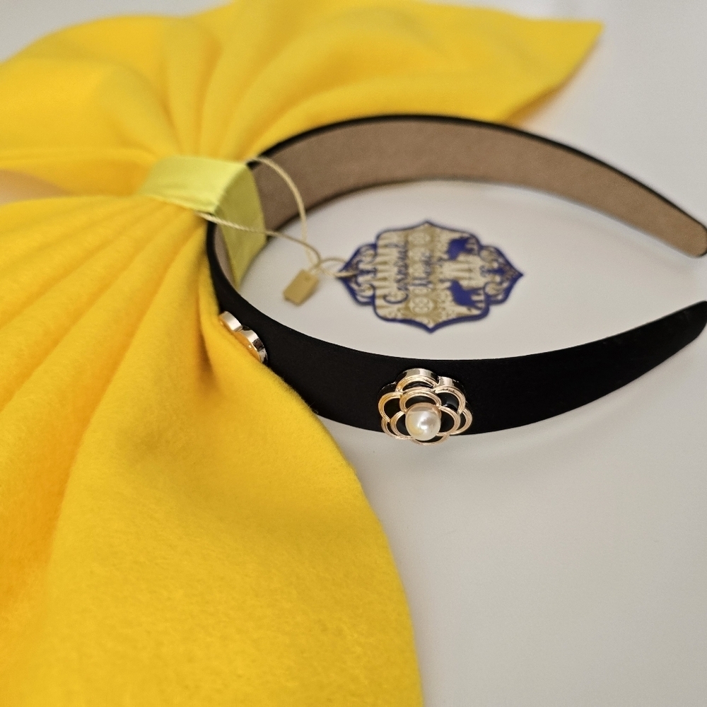 GIANT YELLOW OVERSIZED BOW HEADBAND Cosplay Costume Statement Hair Accessory NWT - Picture 3 of 4
